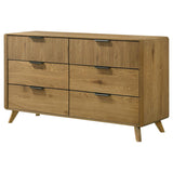 Bennett Mid-Century 6-Drawer Rubberwood Dresser Light Oak