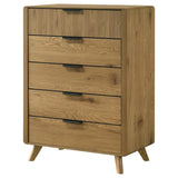 Bennett Mid-Century 5-Drawer Rubberwood Chest Light Oak