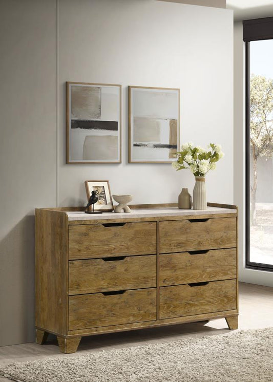 Henderson 6-Drawer Bedroom Dresser Cabinet Medium Oak