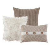 Button Accent Taupe Duvet Cover Set with Removable Insert