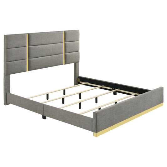 Ines 56-Inch Fabric Upholstered Eastern King Panel Bed Grey