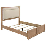 Leanne Eastern King LED Panel Bed Off White and Light Oak