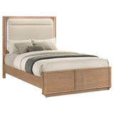 Leanne Eastern King LED Panel Bed Off White and Light Oak
