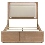 Leanne Eastern King LED Panel Bed Off White and Light Oak