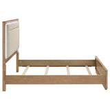 Leanne Eastern King LED Panel Bed Off White and Light Oak