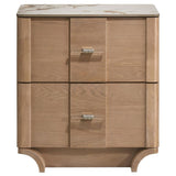 Leanne 2-drawer Sinter Stone Top Nightstand Light Oak