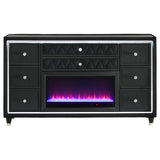 Lorient 8-Drawer LED Bedroom Flame Box Dresser Black