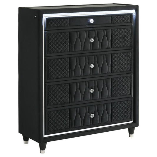 Lorient 5-Drawer LED Chest of Drawers Black