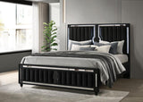 Ravenne Velvet Upholstered California King LED Panel Bed Black