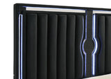 Ravenne Velvet Upholstered Queen LED Panel Bed Black