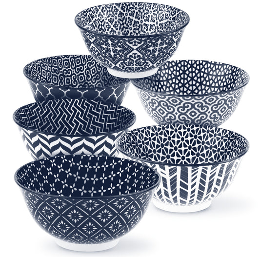 Kook Geometric Ceramic Cereal Bowls, Set of 6