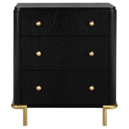 Arini 3-drawer Nightstand Black