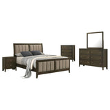 Wilkes 5-Piece Eastern King Bedroom Set with Upholstered Bed Dark Cocoa