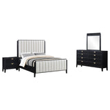 Brookmead 4-Piece Upholstered Eastern King Bedroom Set Black