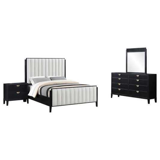 Brookmead 4-Piece Upholstered Cal King Bedroom Set Black