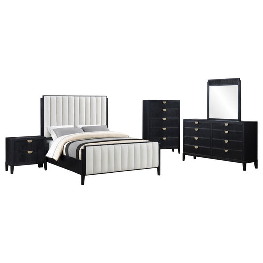 Brookmead 5-Piece Upholstered Queen Bedroom Set Black