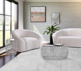 Priya Contemporary Aluminum End Table with Intricate Scrollwork Design for Modern Living Spaces