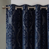 Jacquard Damask (Max Blackout) Window Curtain, Navy Blue