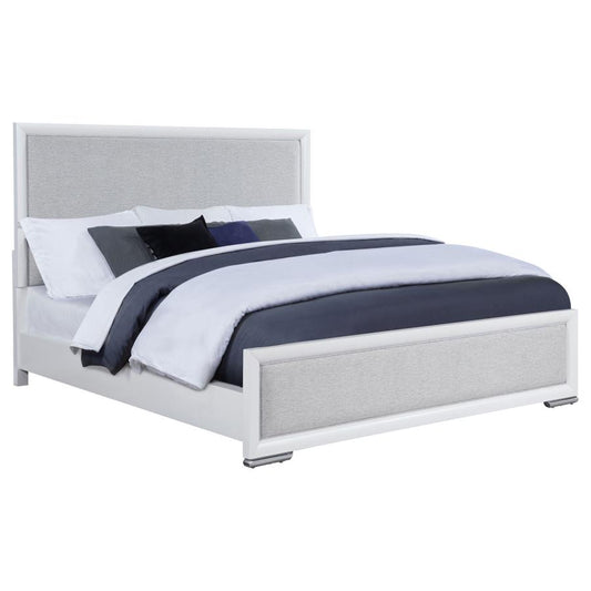 Gracemont 57-Inch Eastern King Panel Bed Grey and White
