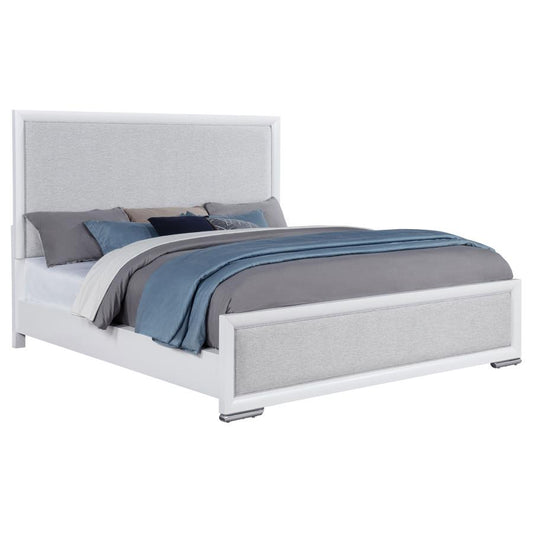 Gracemont 57-Inch California King Panel Bed Grey and White