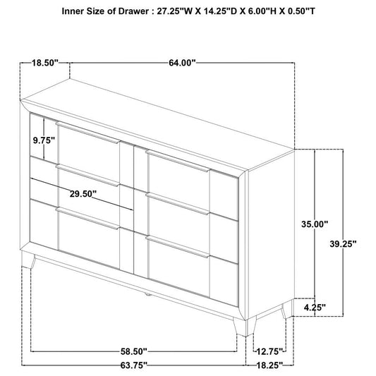 Farre 6-Drawer Dresser Washed Grey