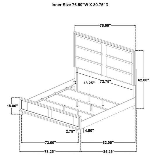 Farre Eastern King Upholstered Platform Panel Bed Washed Grey
