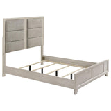 Farre Queen Upholstered Platform Panel Bed Washed Grey