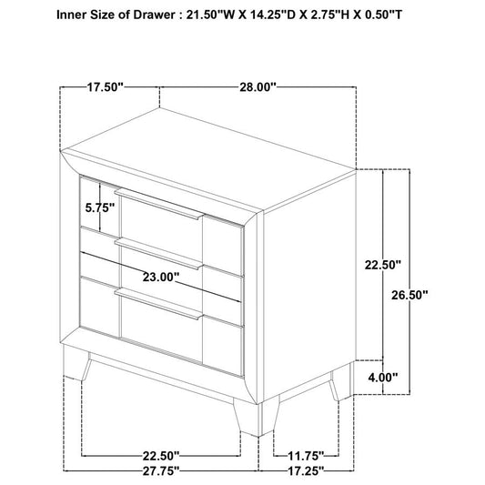 Farre 2-Drawer Nightstand Bedside Table Washed Grey