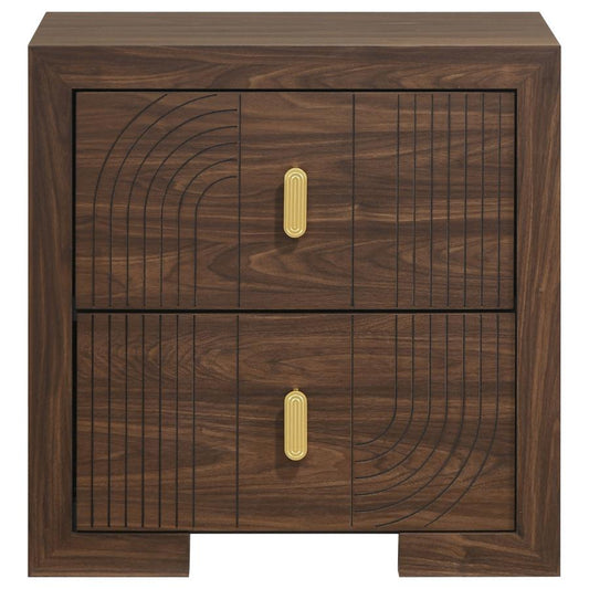 Etienne 2-Drawer Nightstand Bedside Table Walnut