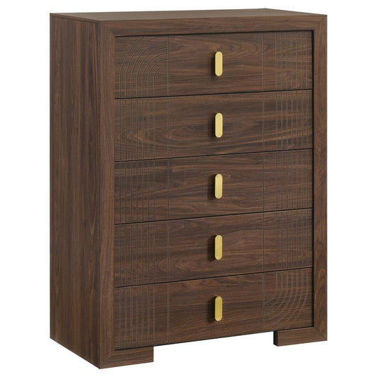 Etienne 5-Drawer Bedroom Chest of Drawers Walnut