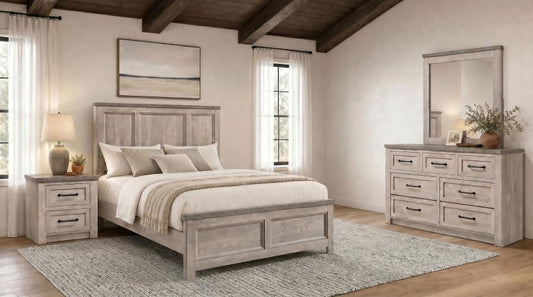 Nevado 5-Piece Eastern King Panel Bedroom Set Grey and Weathered Taupe
