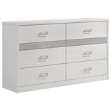 Viana 6-Drawer Bedroom Dresser with Chrome Pulls White High Gloss