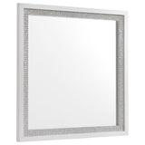 Viana Square Beveled Dresser Mirror with Faceted Trim White High Gloss