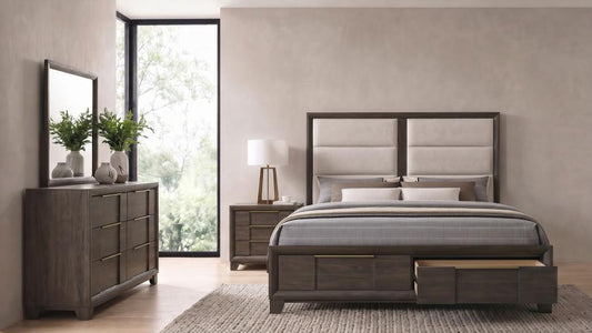 Farre 5-Piece Eastern King Storage Bedroom Set Dark Brown