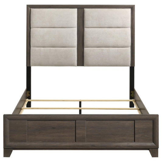 Farre Queen Upholstered Panel Bed Dark Brown