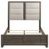 Farre Queen Upholstered Panel Bed Dark Brown