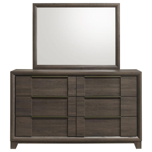 Farre 6-Drawer Dresser with Mirror Dark Brown