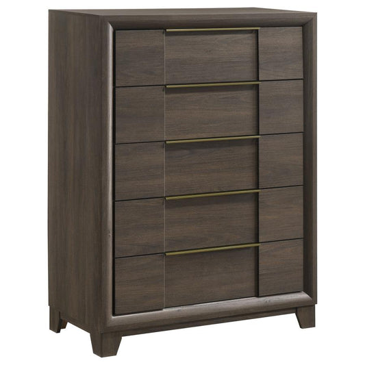 Farre 5-Drawer Chest of Drawers Dark Brown