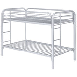 Morgan Metal Twin Over Twin Bunk Bed Silver