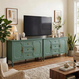 Mid-Century Storage Cabinet with 2 Doors & 3 Drawers, Green