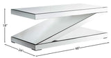 Zee Glass Contemporary Coffee Table - Unique Z-Shape Design with Mirrored Accents for Modern Living Rooms