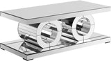 Jocelyn Mirrored Coffee Table – Modern Geometric Design for Chic Living Room Décor – 48" W x 24" D