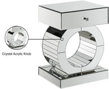 Jocelyn Modern Mirrored End Table - Chic Geometric Design with Crystal Acrylic Accents for Living Room