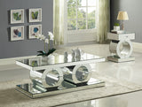 Jocelyn Modern Mirrored End Table - Chic Geometric Design with Crystal Acrylic Accents for Living Room