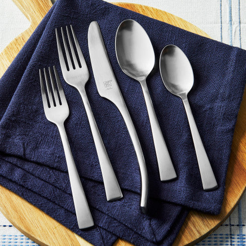 ZWILLING J.A. Henckels Bellasera (matte finish) 45-pc Satin Flatware Set, 18/10 Stainless Steel, Satin Finish (not polished)