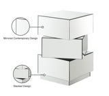 Haven Mirrored Modern End Table - Geometric Triple-Stacked Design for Contemporary Living Spaces