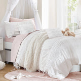 Shabby Chic Ruched Microfiber Comforter Set, White