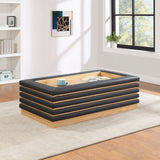 Rory Coffee Table - Contemporary Design with Natural Oak Veneer and Stylish Vegan Leather Accents