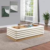 Rory Coffee Table - Contemporary Design with Natural Oak Veneer and Stylish Vegan Leather Accents