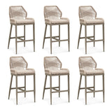 PURPLE LEAF Outdoor Bar Stool Set of 6, Wicker Chairs Bar Chairs with Cushion, All-Weather Patio Furniture kitchen stools